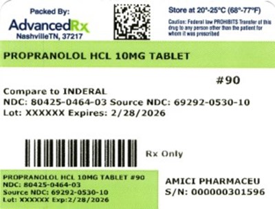 Propanolol HCl 10mg Tablet #90 (Propanolol HCl 10mg 80425 0464 03)